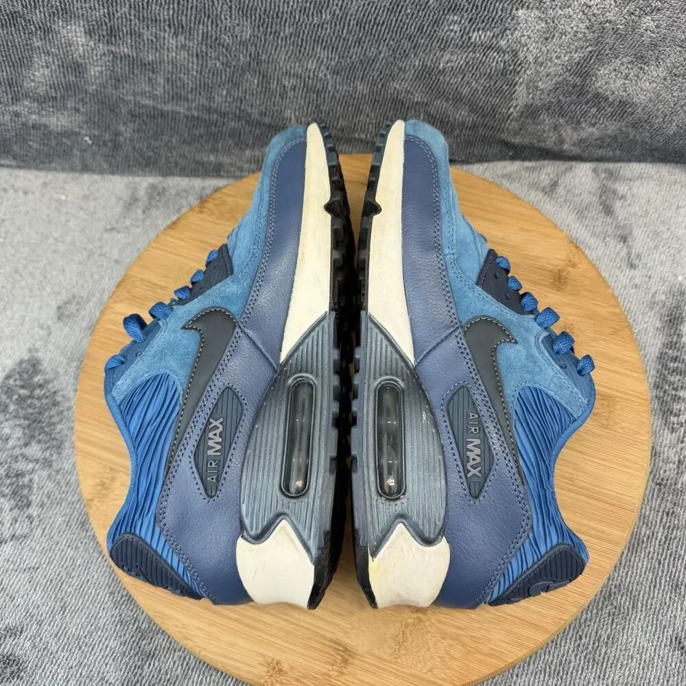 Nike Air Max 90 Shoes Womens Size 8 Blue Suede Running Sneakers 768887-401